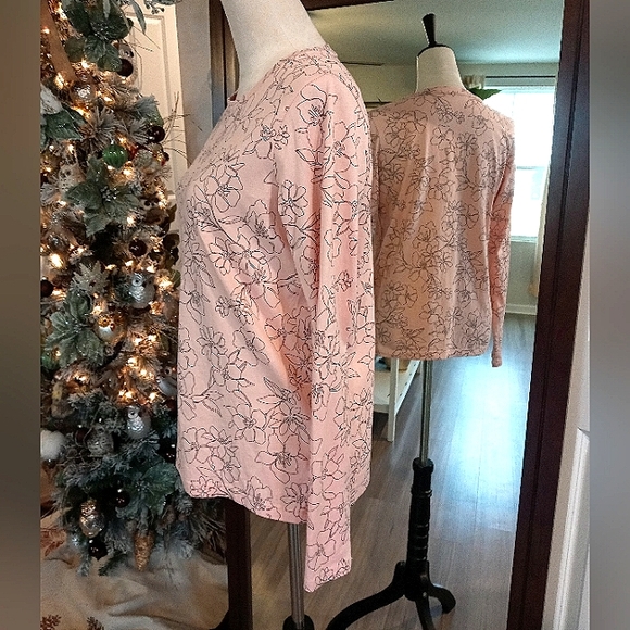 Lands' End Relaxed Fit Long Sleeve Floral Tunic Sz XS - Picture 2 of 8